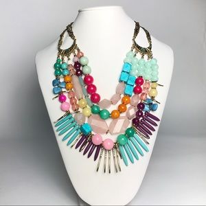 Sequin Multi Colorful Party Statement Necklace
